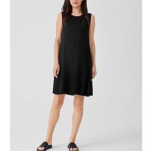 Eileen Fisher 100% Silk Black Dress Size Large
